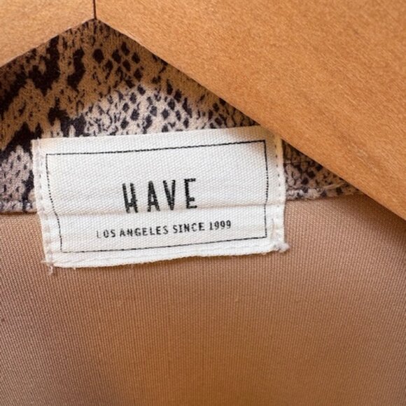 HAVE Los Angeles Snakeskin Print Cropped Moto Jacket Brown Tan Large - Picture 4 of 6